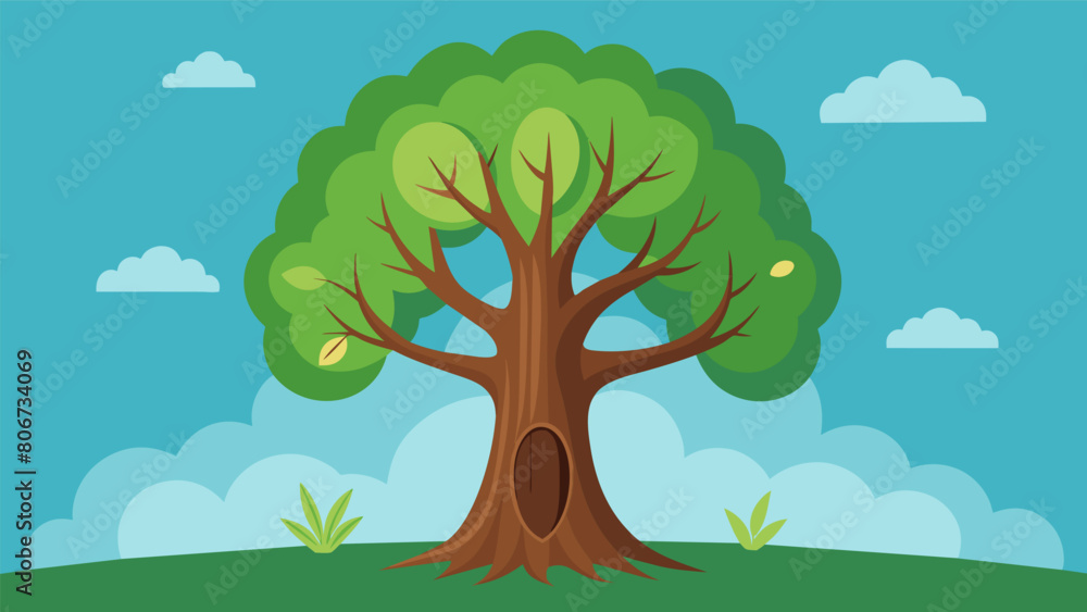 Poster a tree with a hollow trunk symbolizing the process of shedding old habits and beliefs to make room f