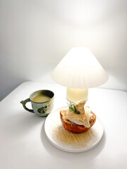 breakfast with coffee and croissant