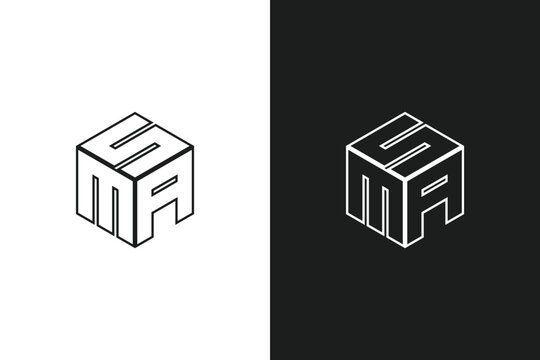 3D msa cube logo design template