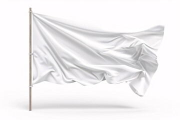 A blank white flag template isolated on a white backdrop.