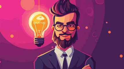 Businessman with lightbulb avatar character Vector illustration