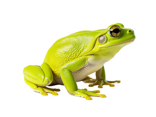 a green frog with large eyes