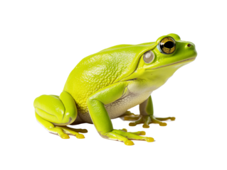 a green frog with large eyes