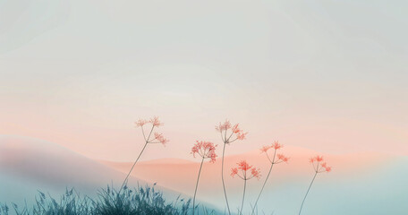 Serene sunrise with silhouetted wildflowers