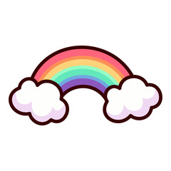 Colorful Rainbow Icon in Cartoon Style. Isolated on white background. Clipping paths included.
