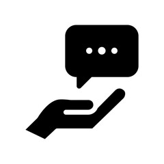 Chat icon. Image of a hand inviting conversation. Icon about a conversation in glyph style