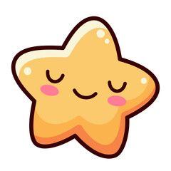 Cute Star Icon in Cartoon Style. Isolated on white background. Clipping paths included.