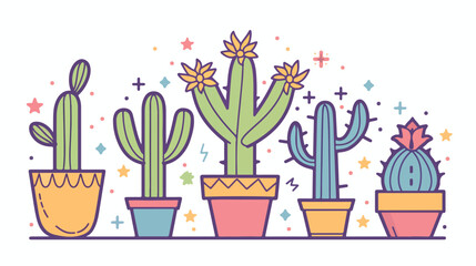 Cactus line style icon design Plant desert nature tro