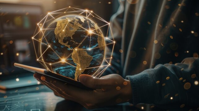 Global internet network connection, global business, internet of thing concept AI generated