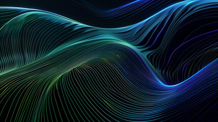 lines, waves, technology, green, background