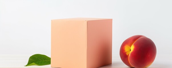 Peach tall product box copy space is isolated against a white background for ad advertising sale alert or news blank copyspace for design text photo website 