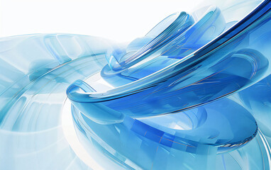 Elegant abstract graphic with swirling blue and orange lines on a light background