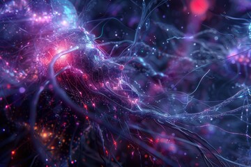 Naklejka premium Neural connections form intricate networks in the brain, enabling communication and processing of information.