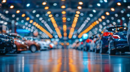 Abstract blur and defocused car in exhibition trade show expo background