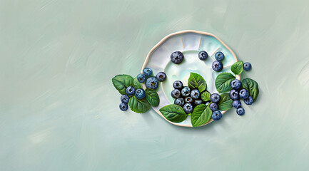 Fresh blueberries on minimalist plate