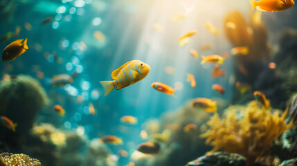 Tropical fish swimming underwater