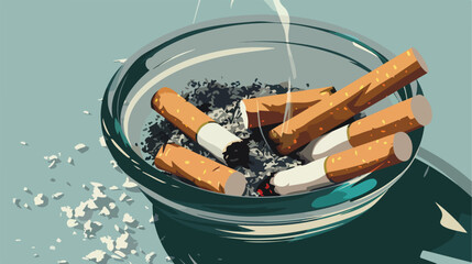 Cigarette in ashtray Vector illustration. Vector styl