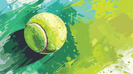 Color background with tennis ball in white contour vector