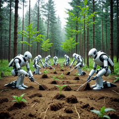 robots trees are being planted