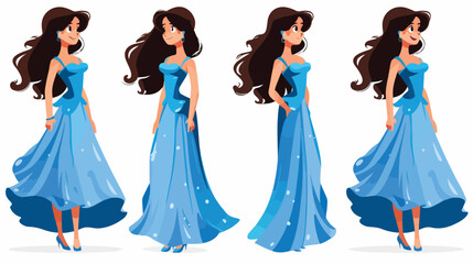 Color silhouette smile expression cartoon long hair 