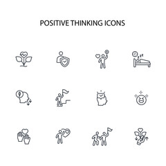 positive thinking icon set.vector.Editable stroke.linear style sign for use web design,logo.Symbol illustration.