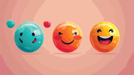 Colorful emoticon smile face expression vector illustration
