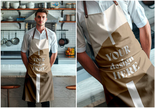 Mockup Apron_Cook Waiter Man. Generated Ai