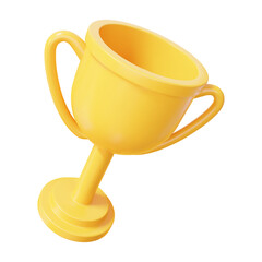 3d yellow trophy cup. Stock vector illustration on isolated background.