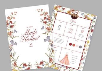 Watercolor Made of Honor Info Card