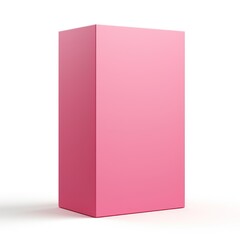 Pink tall product box copy space is isolated against a white background for ad advertising sale alert or news blank copyspace for design text photo website 