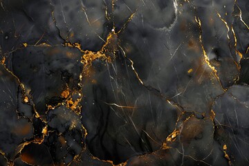 Fototapeta premium Black marble texture with gold paint.