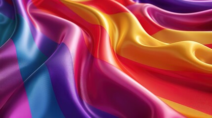 Fototapeta premium Silk Rainbow Scarf, Evoking Feelings Of Joy And Vibrancy With Its Array Of Colors, Cartoon Background