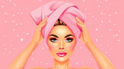 Skin Care Woman Reveling In The Beauty Of Her Face, Embodying Health And Vitality, Cartoon Background