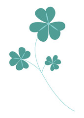 Abstract clover leaves flat in flat design. Green twig of luck plant. Vector illustration isolated.