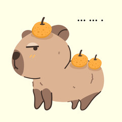 Bored capybara, Cute cartoon capybara illustration