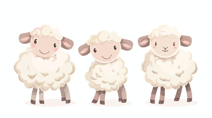 Cute cartoon little sheep Vector illustration. Vector