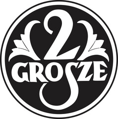 Poland 2 Grosze coin vector design handmade silhouette. - obrazy, fototapety, plakaty