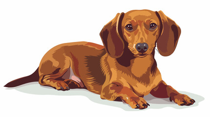 Cute dachshund dog on white background Vector illustration