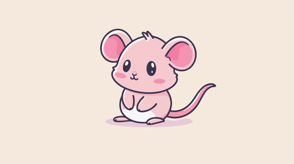 Cute mouse cartoon line and fill style icon design An