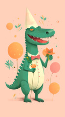 Obraz premium crocodile style birthday invitation illustration