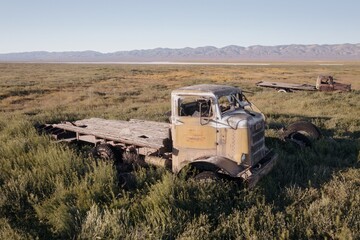 Abandoned rustic farm truck on a disused ranch. Carrizo National Monument, Santa Margarita, California, United States of America.