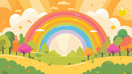 Daily planner cartel with rainbow Vector illustration