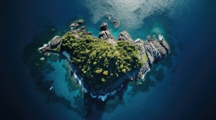 Fototapeta na wymiar Aerial photography of blue sea a tropical island in the ocean