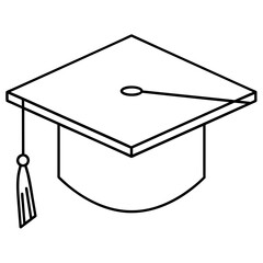 Gradutation Hat Line Art Vector Illustration