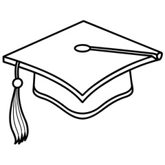 Gradutation Hat Line Art Vector Illustration