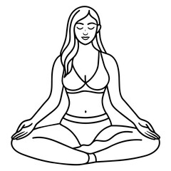 Girl doing Yoga meditation vector illustration