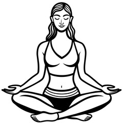 Girl doing Yoga meditation vector illustration