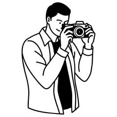 Man taking photography with a camera vector illustration