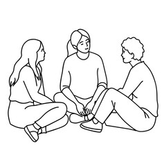 A group of people discussing vector illustration