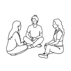 A group of people discussing vector illustration